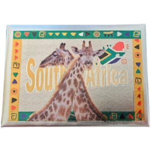 Fridge Magnet Foil Neck Giraffes South Africa Flag