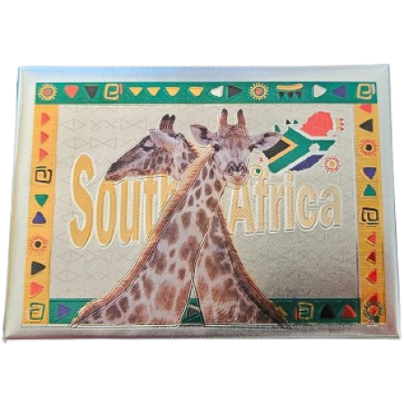Fridge Magnet Foil Neck Giraffes South Africa Flag