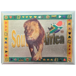 Fridge Magnet Foil Lion South Africa Flag