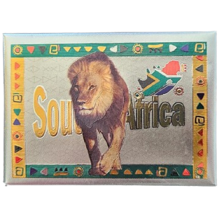 Fridge Magnet Foil Lion South Africa Flag