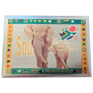 Fridge Magnet Foil Elephant With Calf South Africa Flag