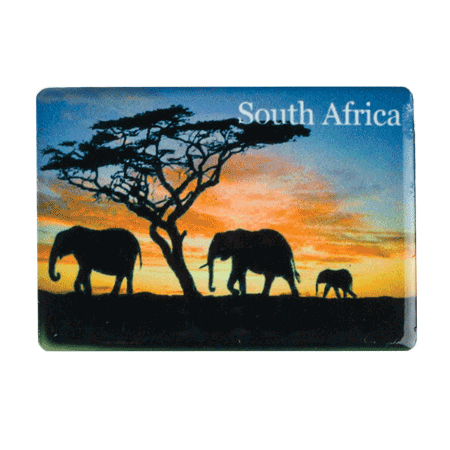 Magnet Elephant Red Sky South Africa Flag