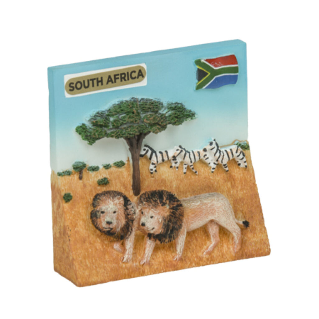 South Africa 2 Lions & Zebra fridge magnet product image