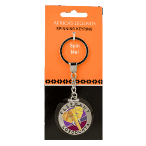 Key Ring Spin Elephant Yellow Brown South Africa Flag