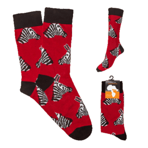 Sock Zebra Head Red South Africa Flag