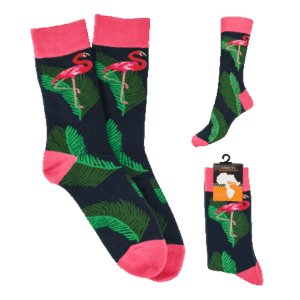 Sock Flamingo & Leaves South Africa Flag