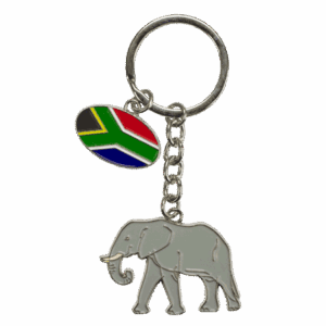 Key Ring Elephant Flag One Charm Grey South Africa Flag