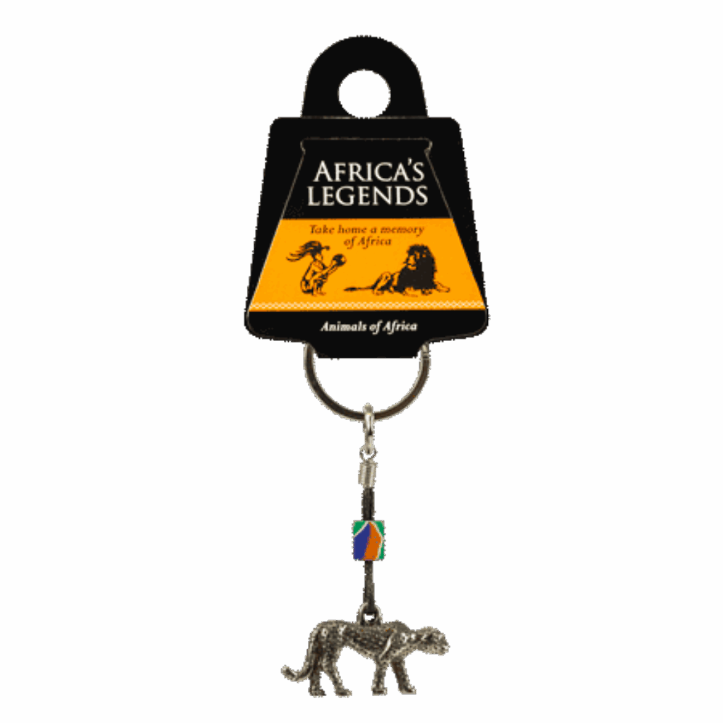 South Africa Cheetah Fimo Silver keyring product image