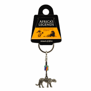 Key Ring Cheetah South Africa Flag Fimo Silver