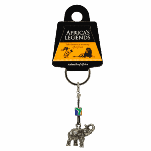 Key Ring Elephant South Africa Flag Fimo Silver