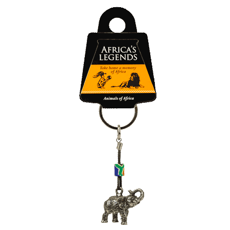 Key Ring Elephant South Africa Flag Fimo Silver