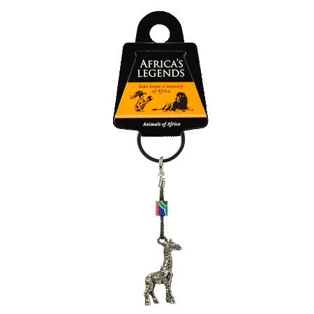 Key Ring Giraffe South Africa Flag Fimo Silver