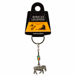 Key Ring Zebra South Africa Flag Fimo Silver