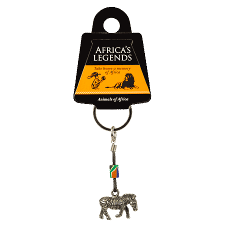 Key Ring Zebra South Africa Flag Fimo Silver